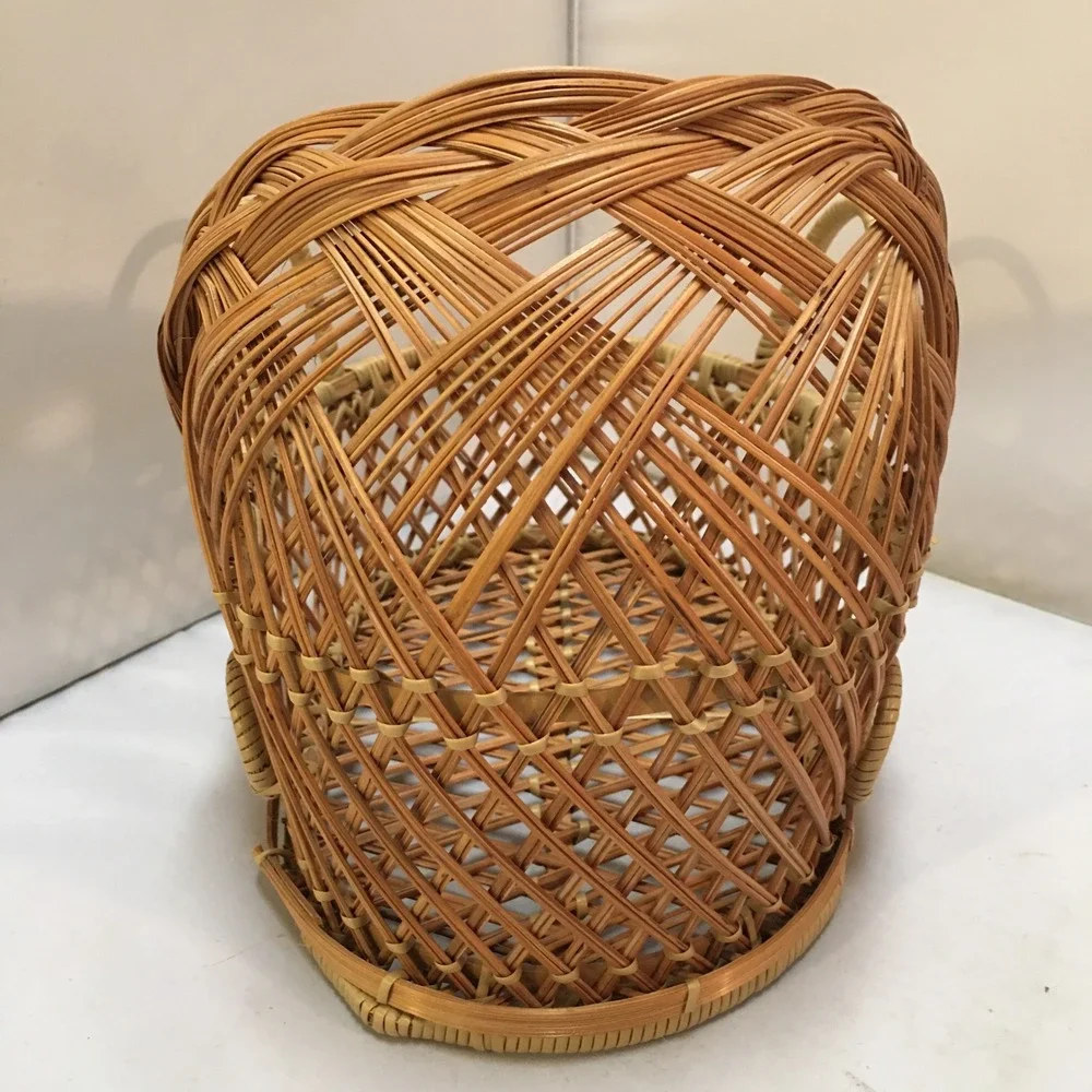 Wicker Doll Bassinet Miniature Small Tan Rattan Hooded Cradle Basket Cottagecore
